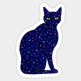 Cat Silhouette with Colorful Sprinkles Sticker